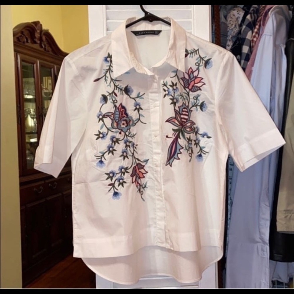 Embroidered Floral Shirt by Zara